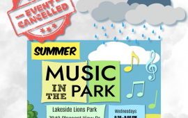 MUSIC IN THE PARK CANCELLED